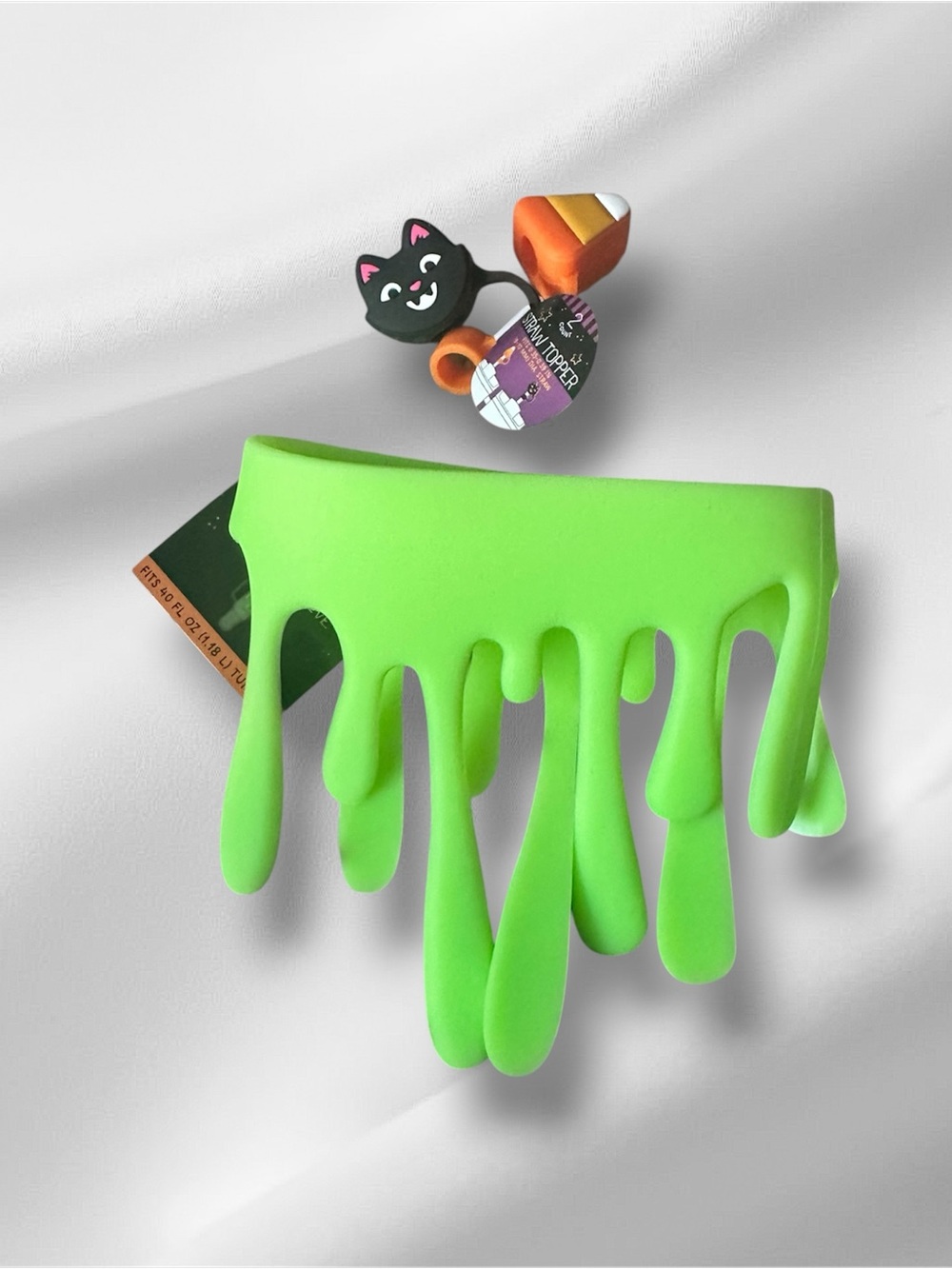 🐱🎯 NWT! 2026 Green Target Straw Toppers & Tumbler/Bottle Sleeve Slime